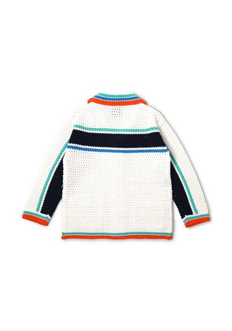 Cardigan All'Uncinetto Bianco Con Righe Multicolori CASABLANCA KIDS | KS25-KW-97101